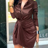 Long Sleeve Elegant Skinny Office Lady Mini Dress For Women Sexy deep V-neck Black Package Hip Bodycon Dresses Casual Robe - MAGUSTA BEAUTY