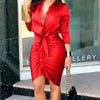 Long Sleeve Elegant Skinny Office Lady Mini Dress For Women Sexy deep V-neck Black Package Hip Bodycon Dresses Casual Robe - MAGUSTA BEAUTY