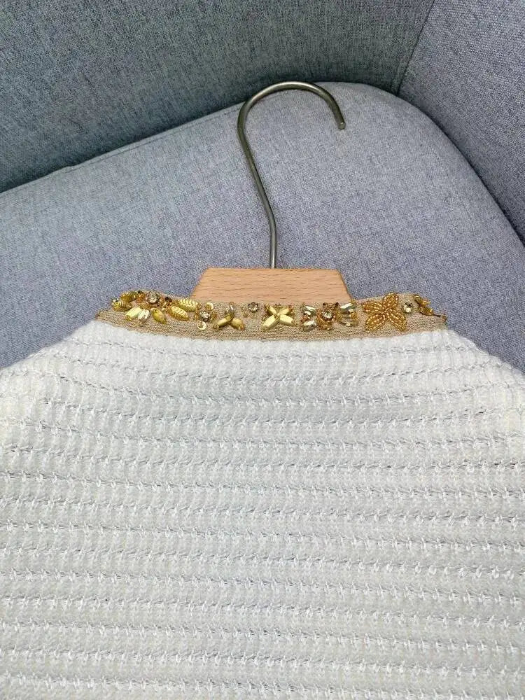 Luxury Crystal Long Evening Dresses Women 2 Piece Women Skirt Suits Beading Knitting Cardigans Sweater Long Pencil Skirts Sets - MAGUSTA BEAUTY