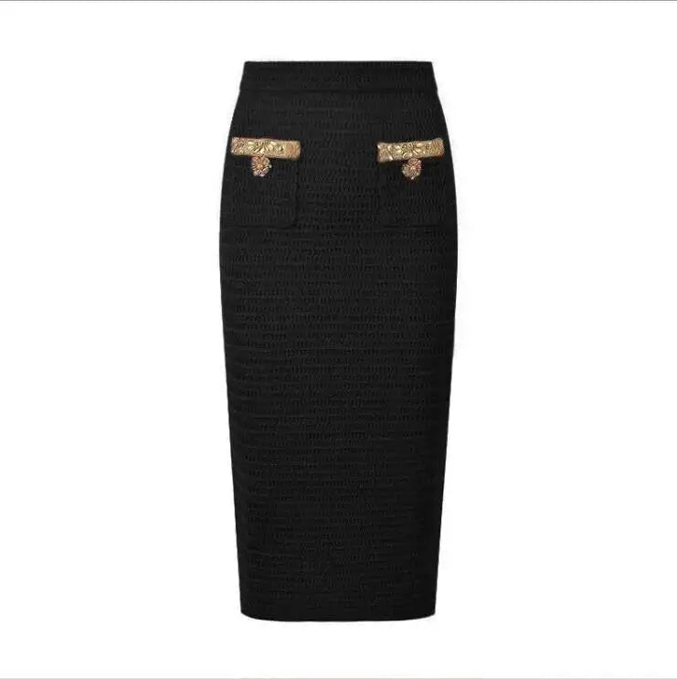Luxury Crystal Long Evening Dresses Women 2 Piece Women Skirt Suits Beading Knitting Cardigans Sweater Long Pencil Skirts Sets - MAGUSTA BEAUTY