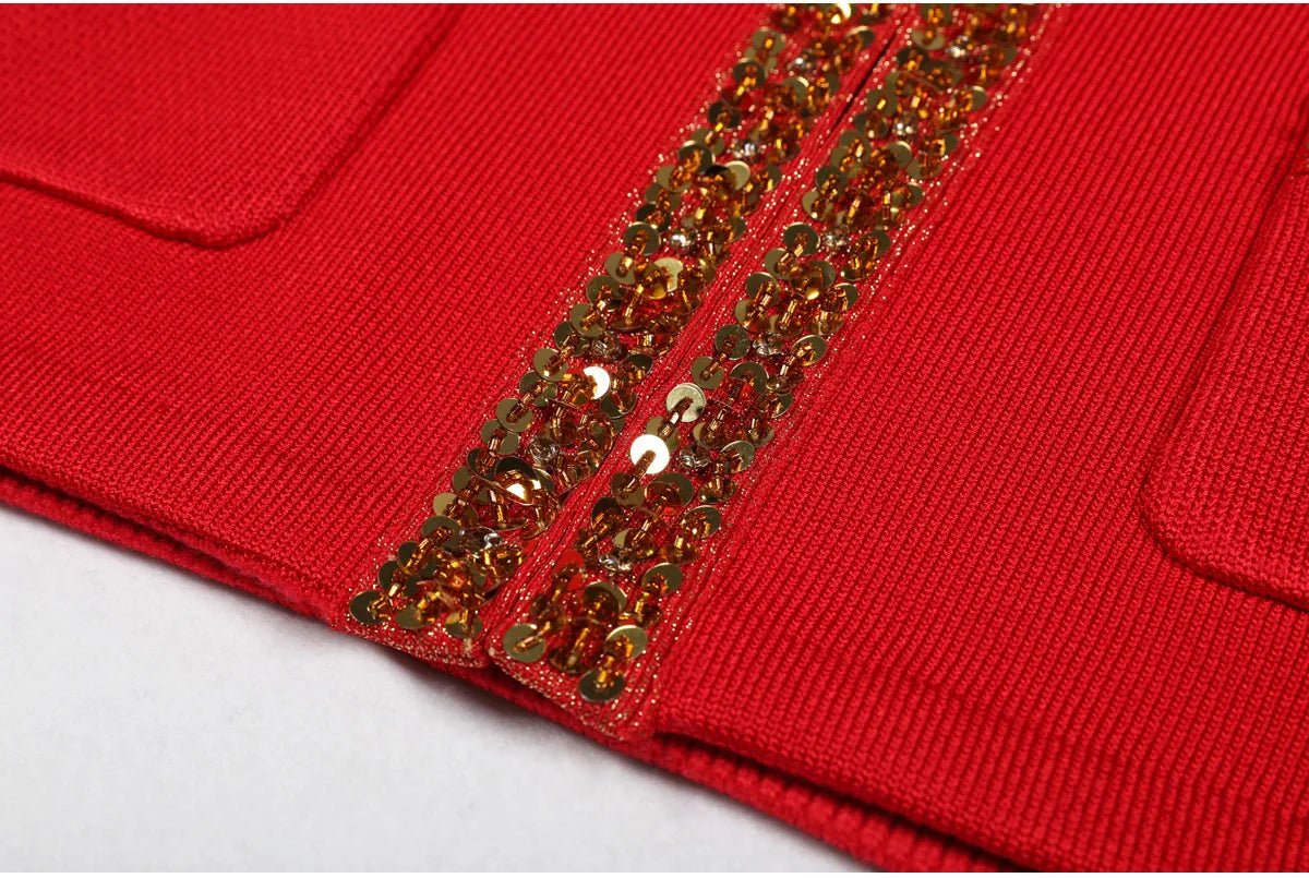 Luxury Crystal Long Evening Dresses Women 2 Piece Women Skirt Suits Beading Knitting Cardigans Sweater Long Pencil Skirts Sets - MAGUSTA BEAUTY