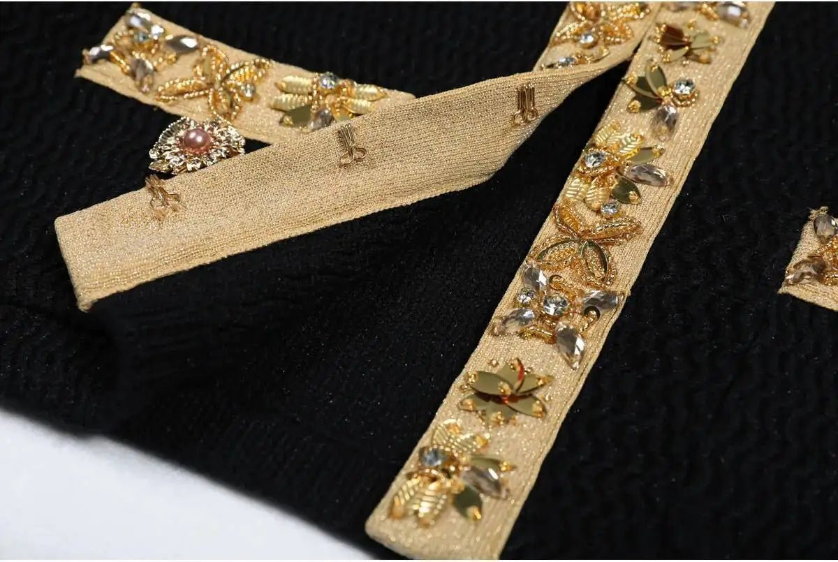 Luxury Crystal Long Evening Dresses Women 2 Piece Women Skirt Suits Beading Knitting Cardigans Sweater Long Pencil Skirts Sets - MAGUSTA BEAUTY