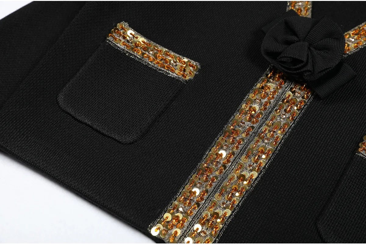 Luxury Crystal Long Evening Dresses Women 2 Piece Women Skirt Suits Beading Knitting Cardigans Sweater Long Pencil Skirts Sets - MAGUSTA BEAUTY