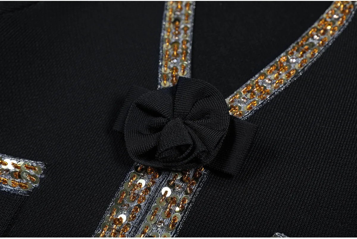 Luxury Crystal Long Evening Dresses Women 2 Piece Women Skirt Suits Beading Knitting Cardigans Sweater Long Pencil Skirts Sets - MAGUSTA BEAUTY