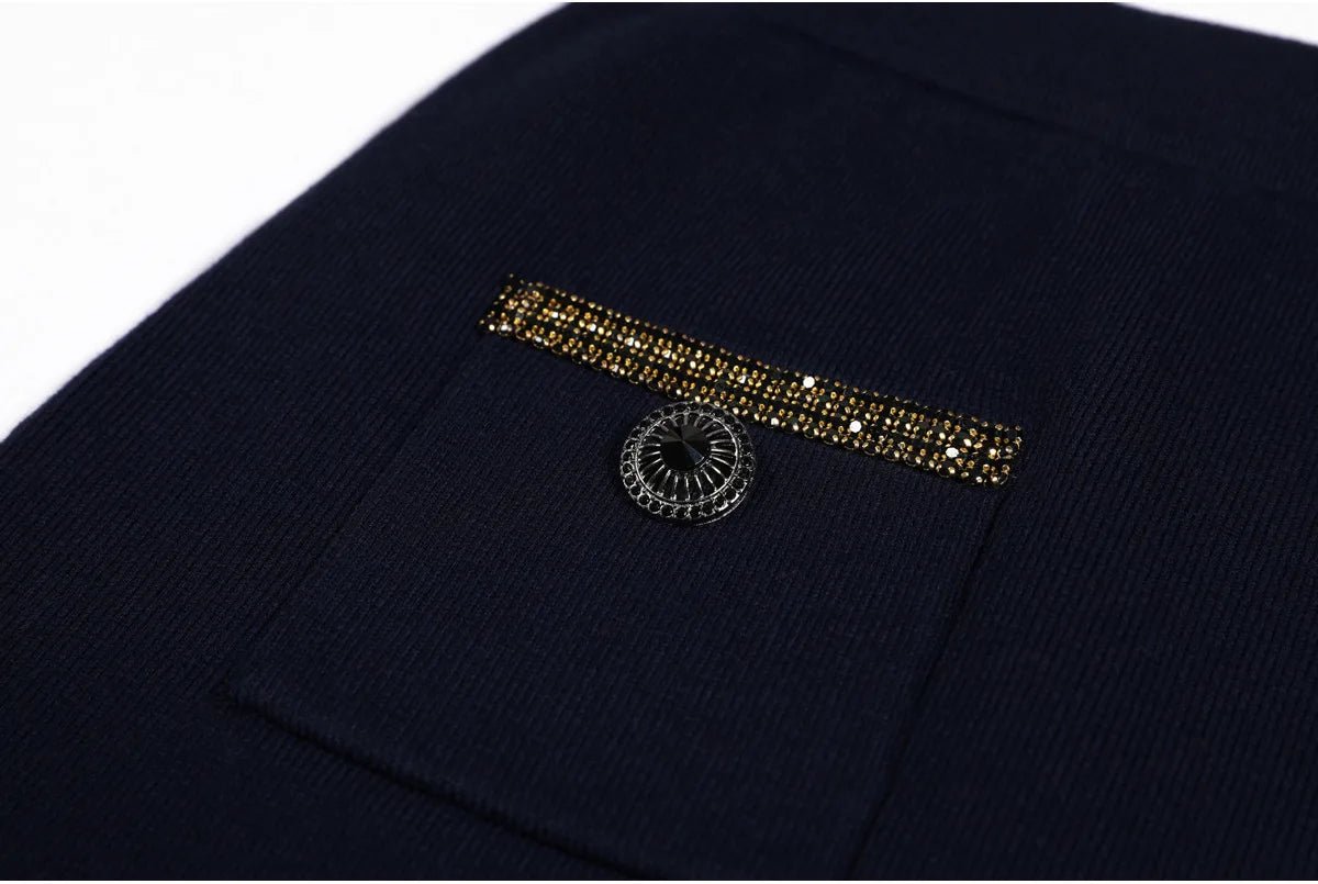 Luxury Crystal Long Evening Dresses Women 2 Piece Women Skirt Suits Beading Knitting Cardigans Sweater Long Pencil Skirts Sets - MAGUSTA BEAUTY