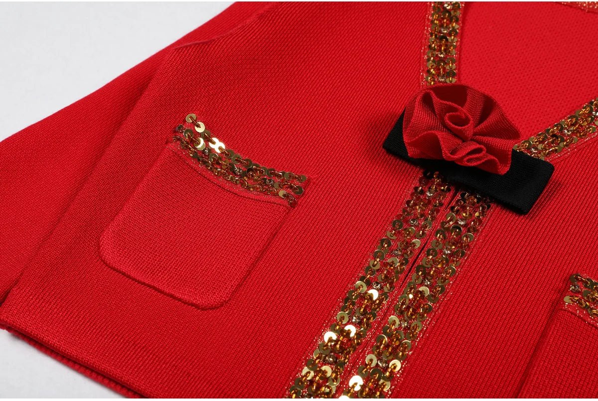 Luxury Crystal Long Evening Dresses Women 2 Piece Women Skirt Suits Beading Knitting Cardigans Sweater Long Pencil Skirts Sets - MAGUSTA BEAUTY