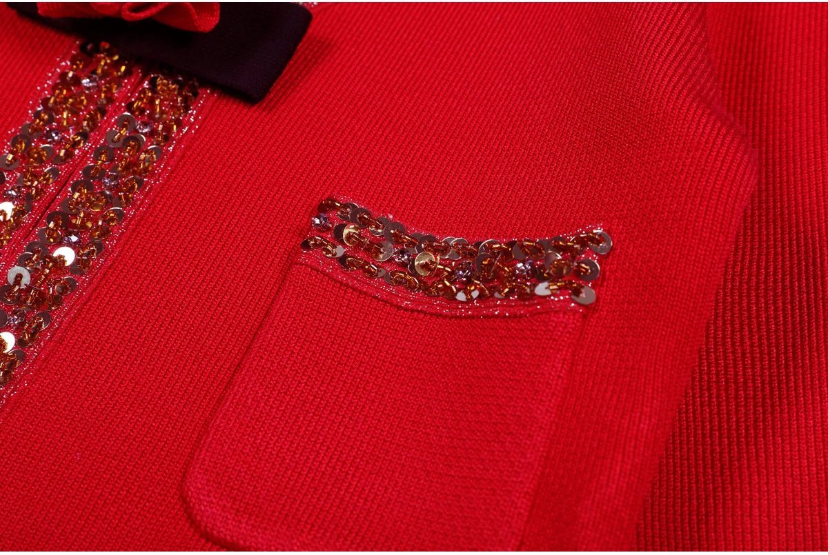 Luxury Crystal Long Evening Dresses Women 2 Piece Women Skirt Suits Beading Knitting Cardigans Sweater Long Pencil Skirts Sets - MAGUSTA BEAUTY