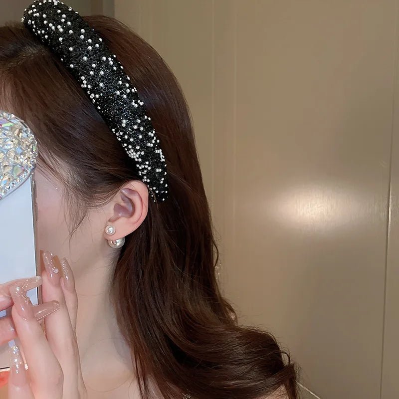 Luxury Inlaid Rhinestone HairBands for Women Korean Fashion Hair Pressure Headband Small Pearl Wedding Hair Jewelry - MAGUSTA BEAUTY