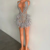 Luxury Sheer Neckline Women Cocktail Dress Pink Feather Black Girl Short Prom Dresses 2026 For Birthday Party - MAGUSTA BEAUTY