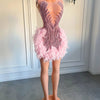 Luxury Sheer Neckline Women Cocktail Dress Pink Feather Black Girl Short Prom Dresses 2026 For Birthday Party - MAGUSTA BEAUTY