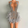 Luxury Sheer Neckline Women Cocktail Dress Pink Feather Black Girl Short Prom Dresses 2026 For Birthday Party - MAGUSTA BEAUTY