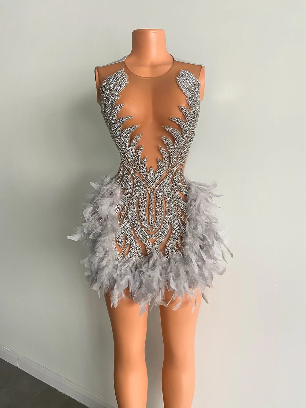 Luxury Sheer Neckline Women Cocktail Dress Pink Feather Black Girl Short Prom Dresses 2026 For Birthday Party - MAGUSTA BEAUTY