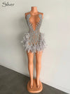Luxury Sheer Neckline Women Cocktail Dress Pink Feather Black Girl Short Prom Dresses 2026 For Birthday Party - MAGUSTA BEAUTY