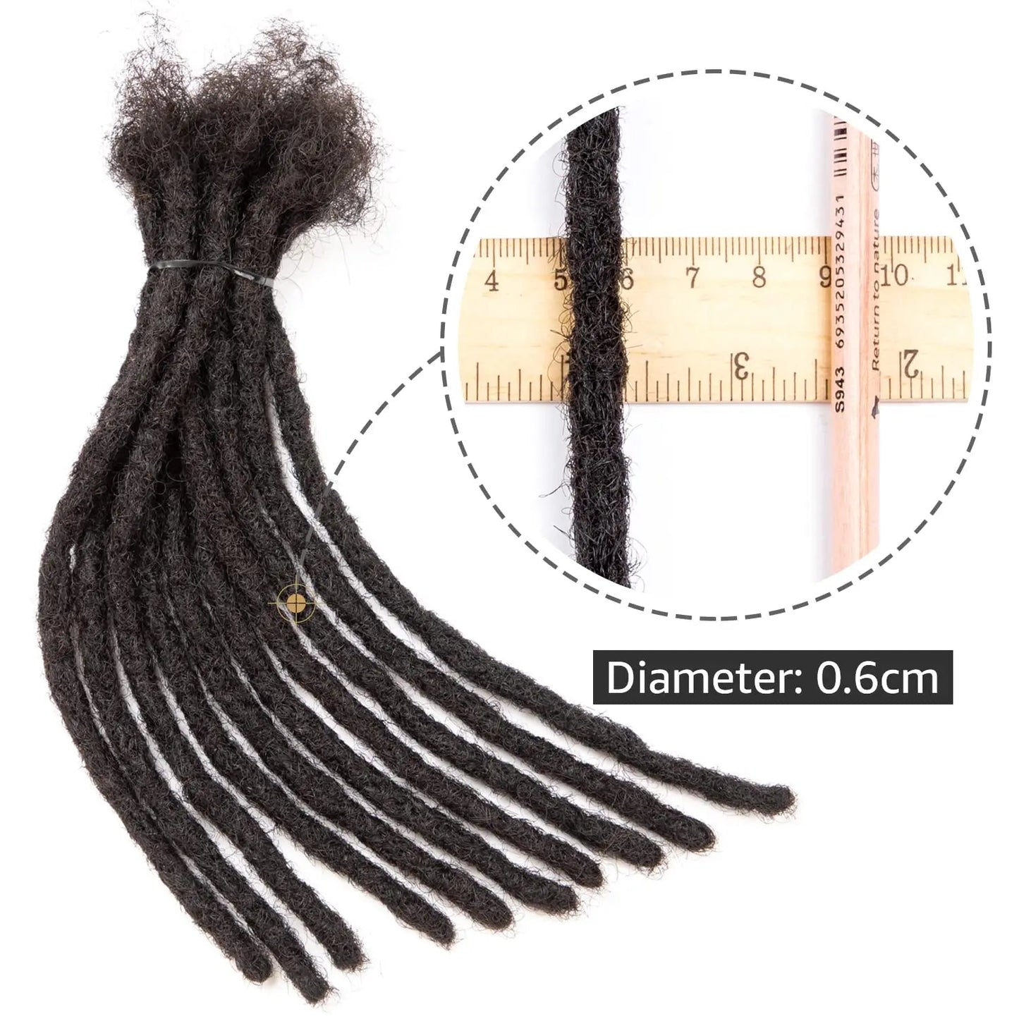 Malaika Locs Extension Human Hair 8 Inch Full Handmade Permanent Dreadlock 0.6cm Dreadlock Extension 30 Str Human Hair Locs - MAGUSTA BEAUTY