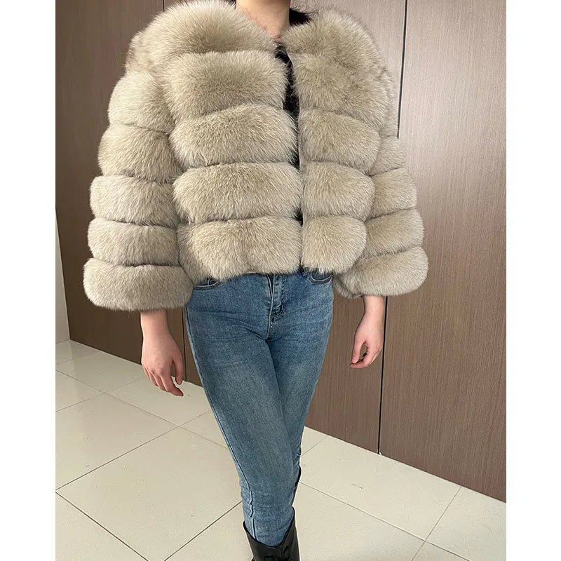Maomaokong 2025 Natural Real Fox Fur Coat Women Winter Warm Luxury Fur Jacket Detachable Long Sleeves Female Vest Furry Coats - MAGUSTA BEAUTY