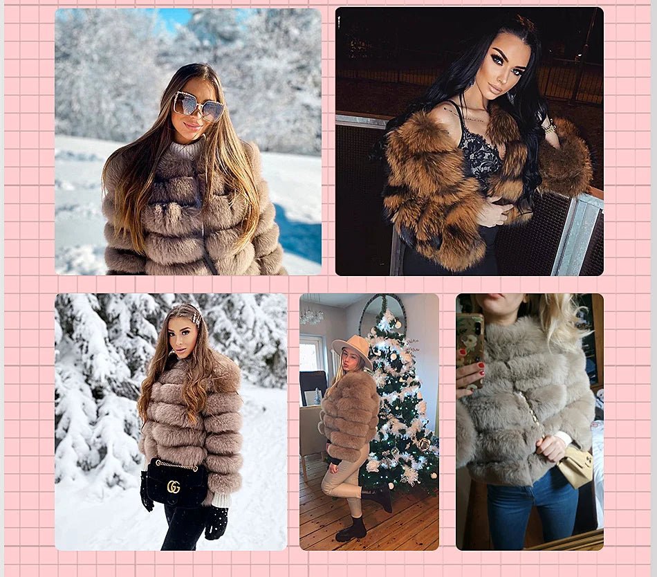 Maomaokong 2025 Natural Real Fox Fur Coat Women Winter Warm Luxury Fur Jacket Detachable Long Sleeves Female Vest Furry Coats - MAGUSTA BEAUTY