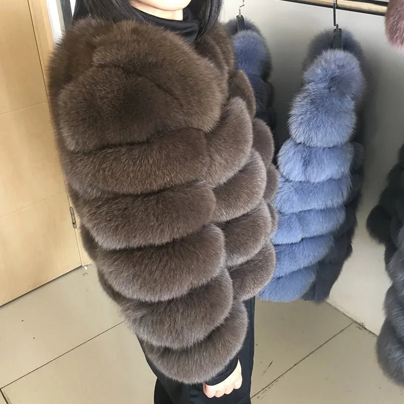 Maomaokong 2025 Natural Real Fox Fur Coat Women Winter Warm Luxury Fur Jacket Detachable Long Sleeves Female Vest Furry Coats - MAGUSTA BEAUTY