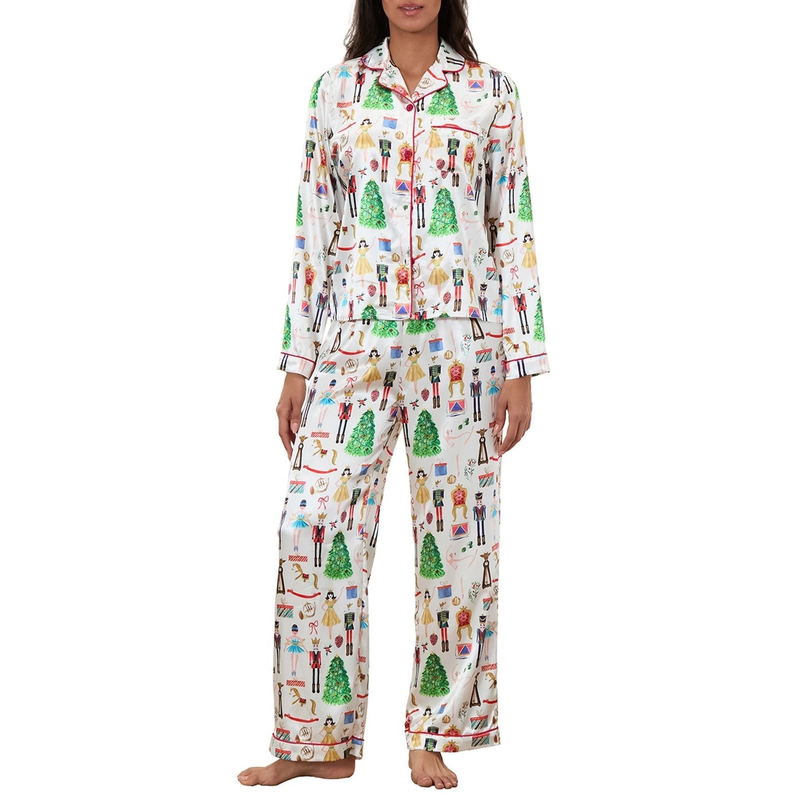 Matching Christmas Pajamas Set for Family Festive Tree Print Sleepwear for Mommy and Me Matching Tops and Pants for a Cozy - MAGUSTA BEAUTY