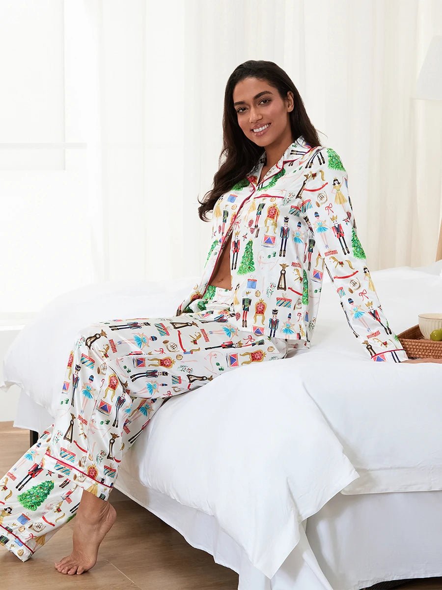 Matching Christmas Pajamas Set for Family Festive Tree Print Sleepwear for Mommy and Me Matching Tops and Pants for a Cozy - MAGUSTA BEAUTY