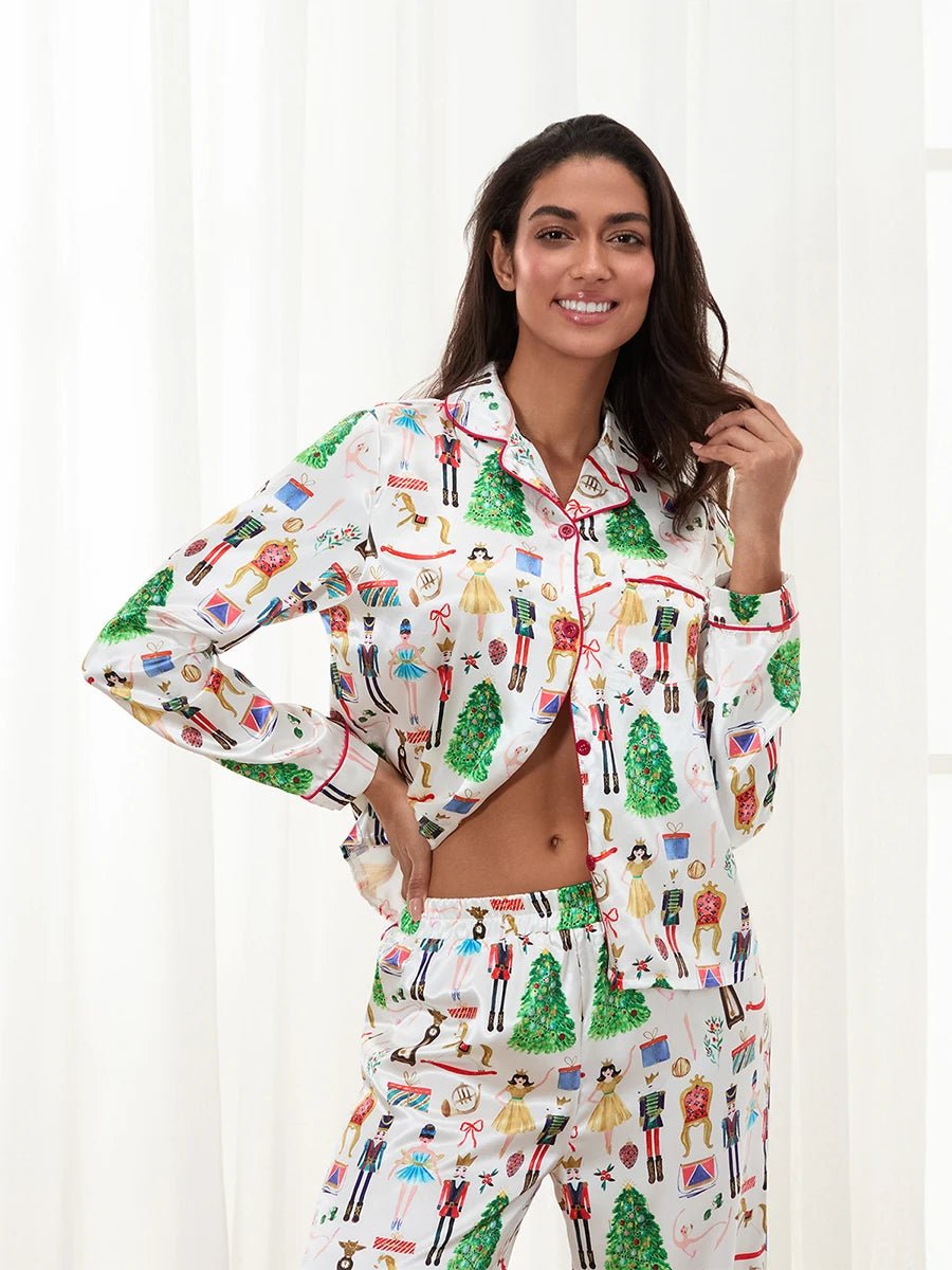 Matching Christmas Pajamas Set for Family Festive Tree Print Sleepwear for Mommy and Me Matching Tops and Pants for a Cozy - MAGUSTA BEAUTY