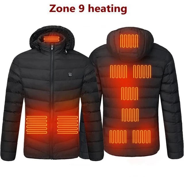Men Heated Jacket USB Winter Outdoor Electric Heating male bobojaco Warm Sprots Thermal Coat Clothing Heatable men's parka - MAGUSTA BEAUTY
