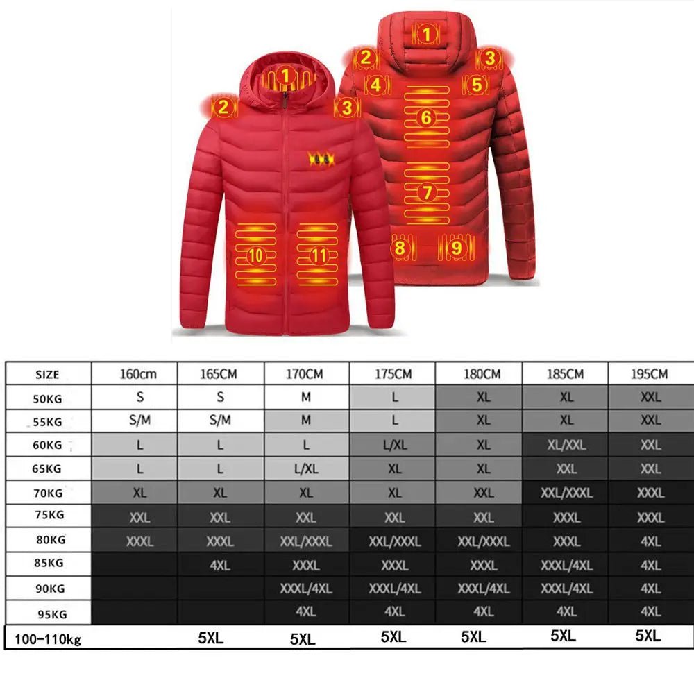 Men Heated Jacket USB Winter Outdoor Electric Heating male bobojaco Warm Sprots Thermal Coat Clothing Heatable men's parka - MAGUSTA BEAUTY