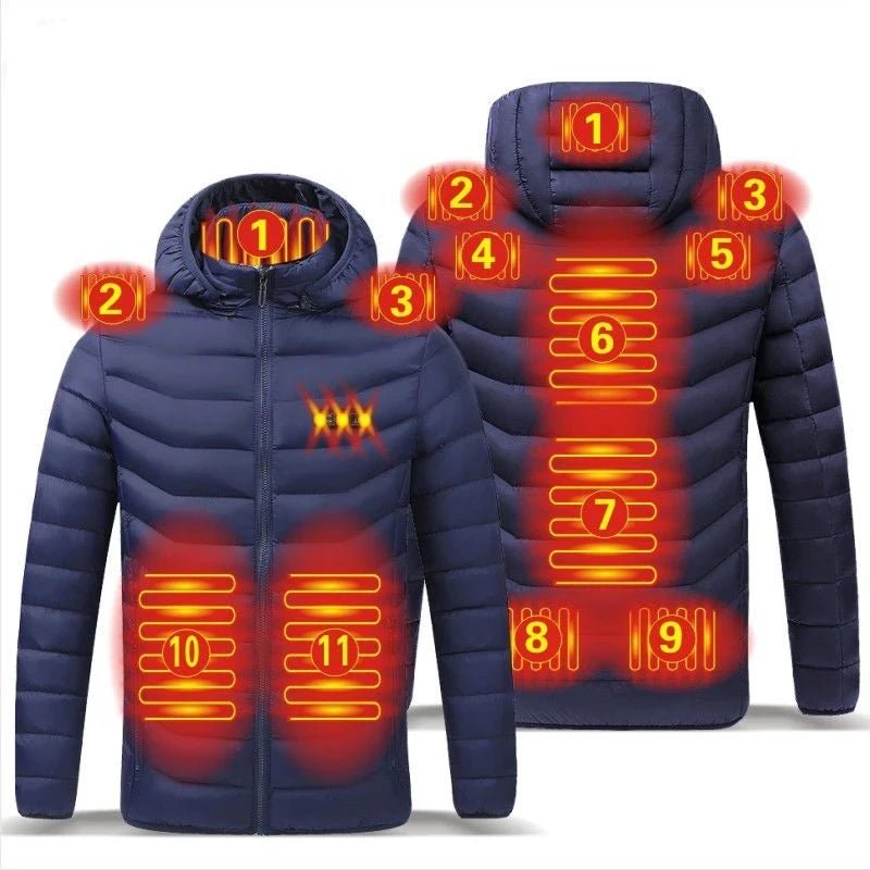 Men Heated Jacket USB Winter Outdoor Electric Heating male bobojaco Warm Sprots Thermal Coat Clothing Heatable men's parka - MAGUSTA BEAUTY