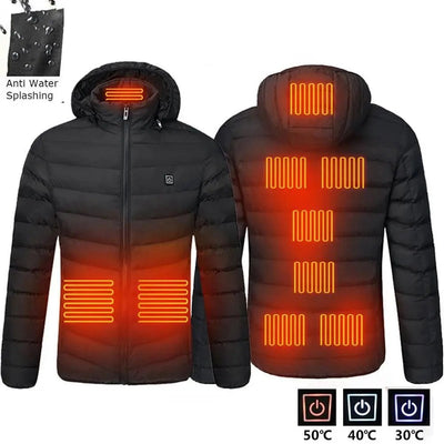 Men Heated Jacket USB Winter Outdoor Electric Heating male bobojaco Warm Sprots Thermal Coat Clothing Heatable men's parka - MAGUSTA BEAUTY