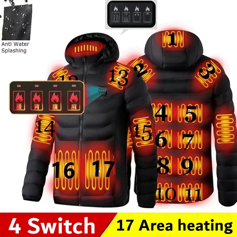 Men Heated Jacket USB Winter Outdoor Electric Heating male bobojaco Warm Sprots Thermal Coat Clothing Heatable men's parka - MAGUSTA BEAUTY