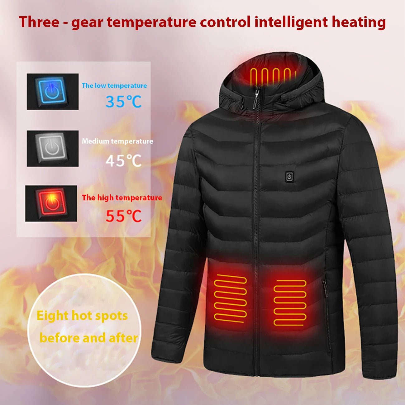 Men Heated Jacket USB Winter Outdoor Electric Heating male bobojaco Warm Sprots Thermal Coat Clothing Heatable men's parka - MAGUSTA BEAUTY