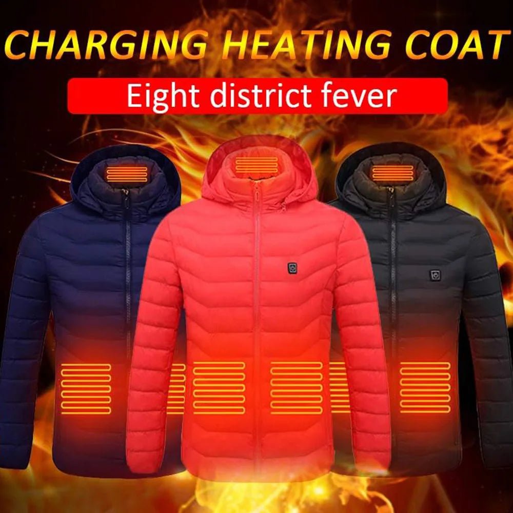 Men Heated Jacket USB Winter Outdoor Electric Heating male bobojaco Warm Sprots Thermal Coat Clothing Heatable men's parka - MAGUSTA BEAUTY
