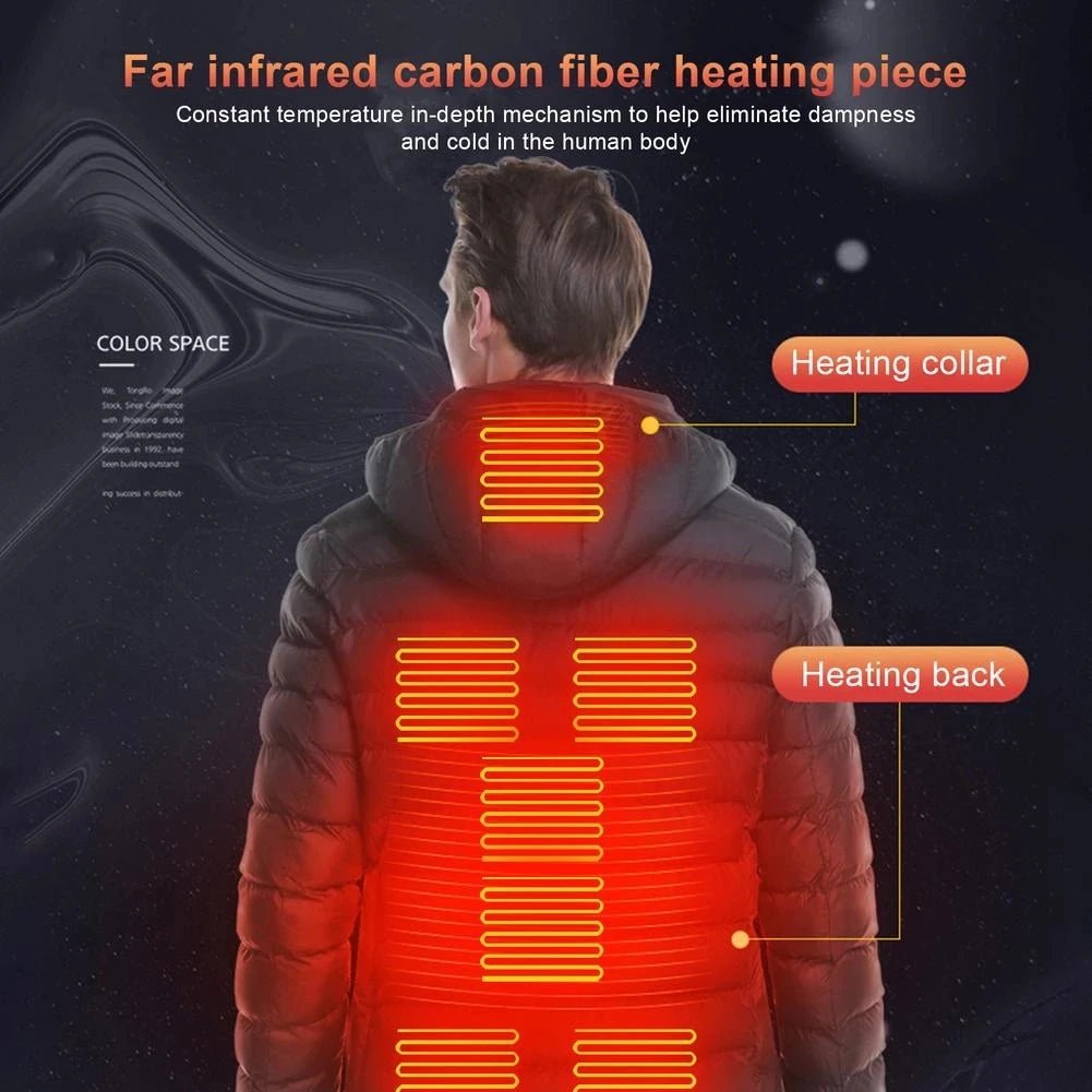 Men Heated Jacket USB Winter Outdoor Electric Heating male bobojaco Warm Sprots Thermal Coat Clothing Heatable men's parka - MAGUSTA BEAUTY