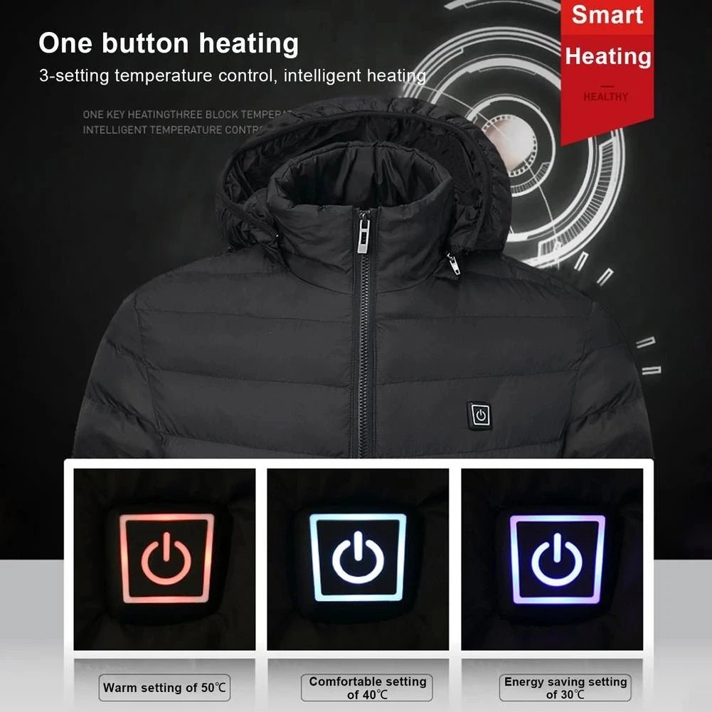 Men Heated Jacket USB Winter Outdoor Electric Heating male bobojaco Warm Sprots Thermal Coat Clothing Heatable men's parka - MAGUSTA BEAUTY