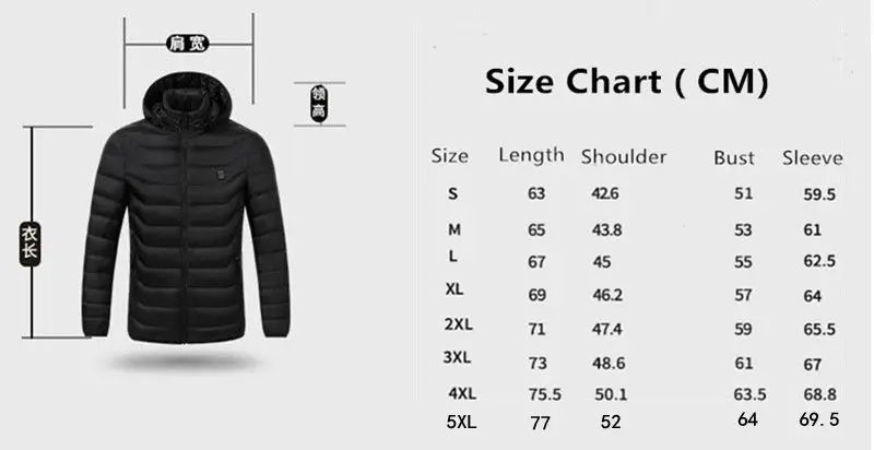 Men Heated Jacket USB Winter Outdoor Electric Heating male bobojaco Warm Sprots Thermal Coat Clothing Heatable men's parka - MAGUSTA BEAUTY