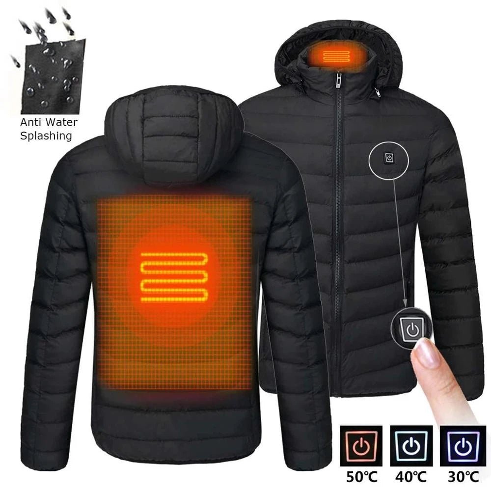 Men Heated Jacket USB Winter Outdoor Electric Heating male bobojaco Warm Sprots Thermal Coat Clothing Heatable men's parka - MAGUSTA BEAUTY