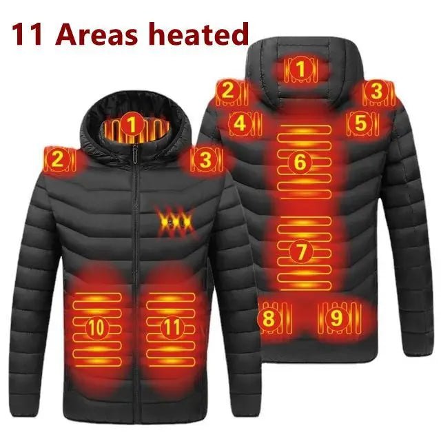 Men Heated Jacket USB Winter Outdoor Electric Heating male bobojaco Warm Sprots Thermal Coat Clothing Heatable men's parka - MAGUSTA BEAUTY