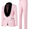 Men's plaid two - piece jacquard suit set, including a single - button printed evening jacket and pants, suitable for weddings, dinn - MAGUSTA BEAUTY