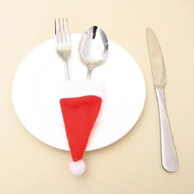 Merry Christmas Decorations 2024 Christmas Tableware Bag Holder Christmas Hat Fork Knife Cutlery Bag Christmas Decor for Home - MAGUSTA BEAUTY