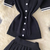 Mini Skirt Set Women Two Piece Sets Polo Collar Knit Shirt Tops Dress Sets Casual Y2k Streetwear Pleated Shorts Skirts Elegant - MAGUSTA BEAUTY