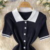 Mini Skirt Set Women Two Piece Sets Polo Collar Knit Shirt Tops Dress Sets Casual Y2k Streetwear Pleated Shorts Skirts Elegant - MAGUSTA BEAUTY