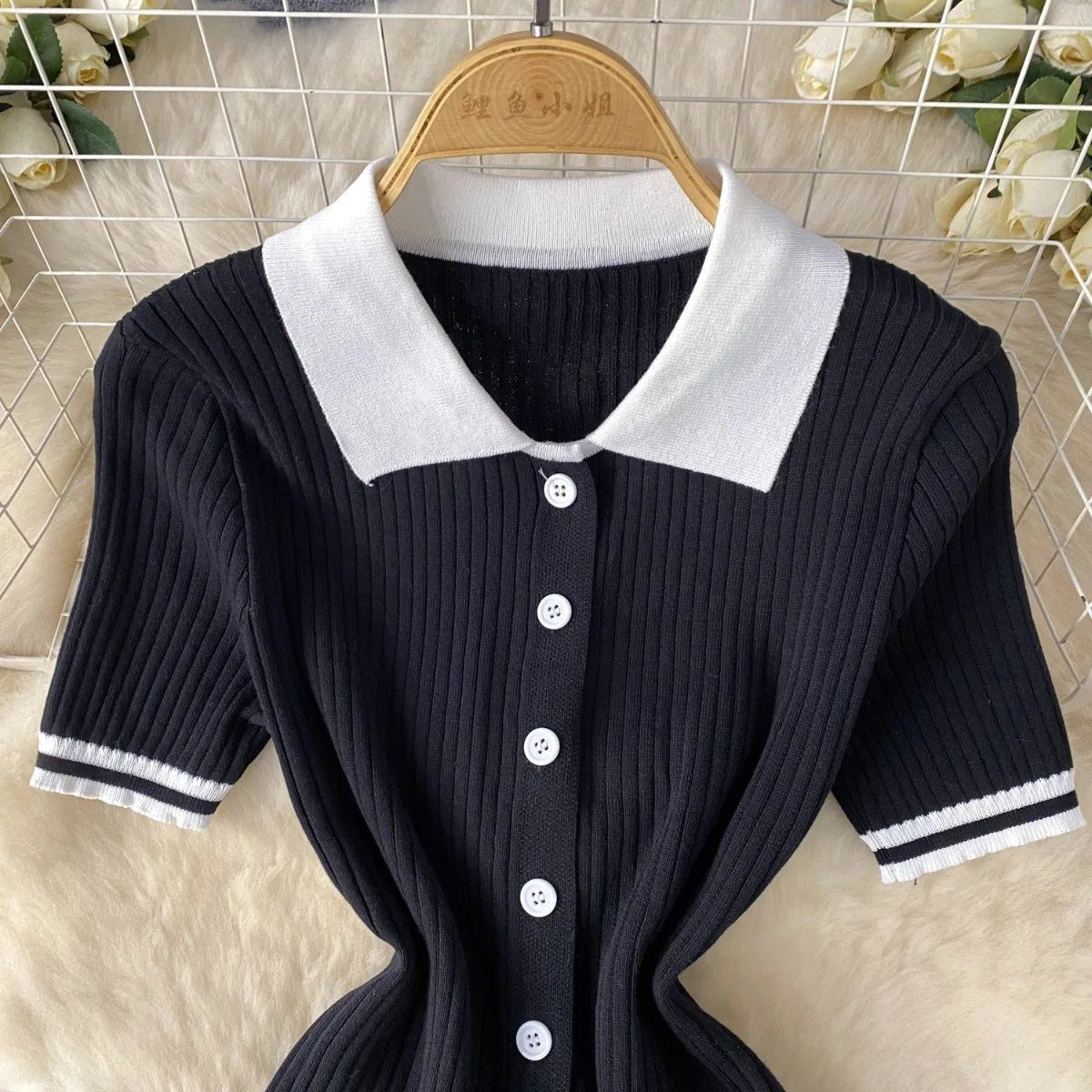 Mini Skirt Set Women Two Piece Sets Polo Collar Knit Shirt Tops Dress Sets Casual Y2k Streetwear Pleated Shorts Skirts Elegant - MAGUSTA BEAUTY