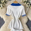 Mini Skirt Set Women Two Piece Sets Polo Collar Knit Shirt Tops Dress Sets Casual Y2k Streetwear Pleated Shorts Skirts Elegant - MAGUSTA BEAUTY
