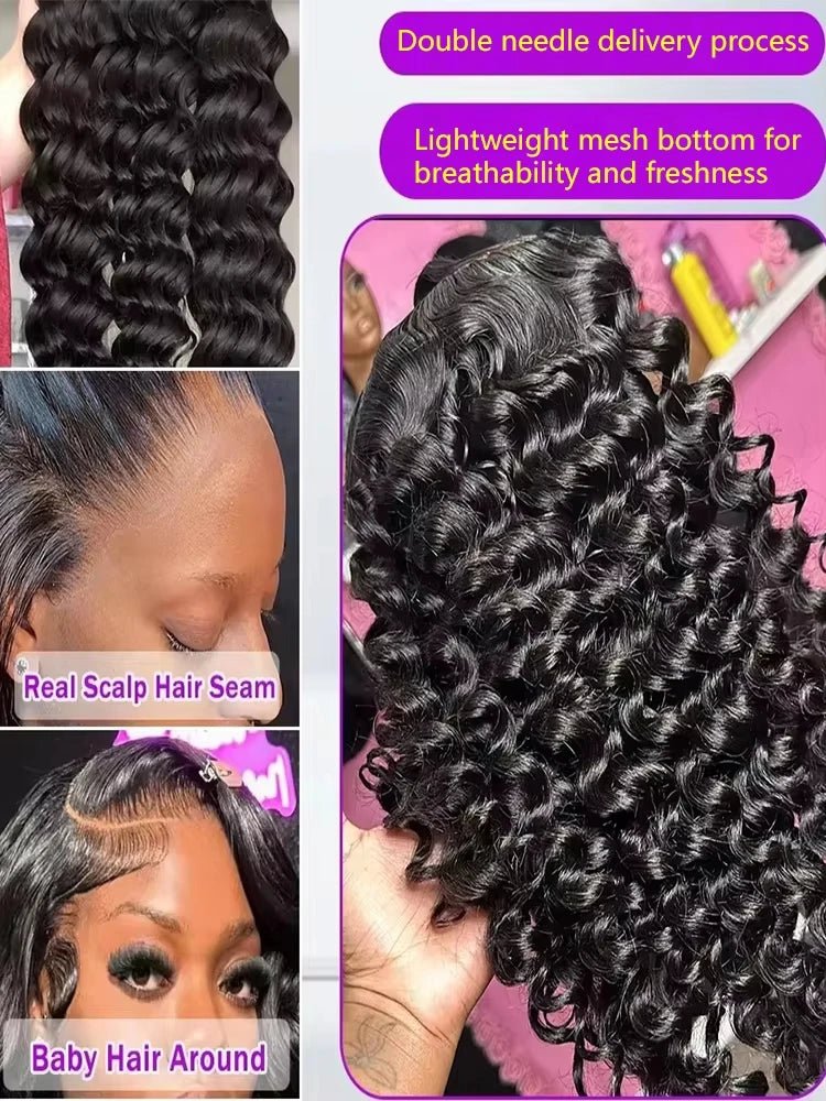 Mossily 220 Density Loose Wave 13x4 HD Lace Front Wig 40 Inch Brazilian Curly Deep Wave 13x6 Lace Frontal Human Hair Wigs Women - MAGUSTA BEAUTY