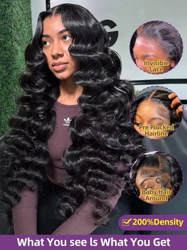 Mossily 220 Density Loose Wave 13x4 HD Lace Front Wig 40 Inch Brazilian Curly Deep Wave 13x6 Lace Frontal Human Hair Wigs Women - MAGUSTA BEAUTY