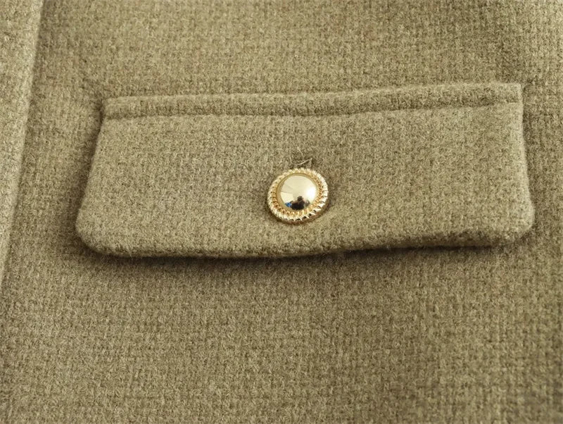 MUJER 2025 Cropped Tweed Jacket Woman Coat Button Long Sleeve Elegant Jackets For Women Short Coats Fashion New In Outerwears - MAGUSTA BEAUTY