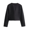 MUJER 2025 Cropped Tweed Jacket Woman Coat Button Long Sleeve Elegant Jackets For Women Short Coats Fashion New In Outerwears - MAGUSTA BEAUTY