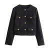MUJER 2025 Cropped Tweed Jacket Woman Coat Button Long Sleeve Elegant Jackets For Women Short Coats Fashion New In Outerwears - MAGUSTA BEAUTY