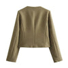 MUJER 2025 Cropped Tweed Jacket Woman Coat Button Long Sleeve Elegant Jackets For Women Short Coats Fashion New In Outerwears - MAGUSTA BEAUTY