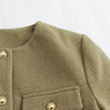 MUJER 2025 Cropped Tweed Jacket Woman Coat Button Long Sleeve Elegant Jackets For Women Short Coats Fashion New In Outerwears - MAGUSTA BEAUTY