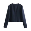 MUJER 2025 Cropped Tweed Jacket Woman Coat Button Long Sleeve Elegant Jackets For Women Short Coats Fashion New In Outerwears - MAGUSTA BEAUTY